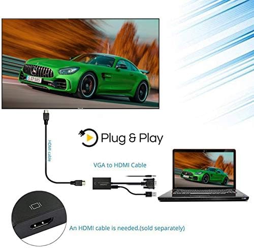 VGA ל- HDMI, Grayrabbit 1080p VGA למתאם HDMI למחשב, שולחן עבודה, מחשב נייד, מחשב, צג, מקרן, HDTV עם כבל שמע וכבל