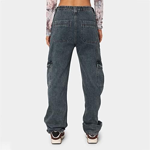 כיוון חדש על מכנסיים נשים מותניים גבוה רחוב מכנסי מטען רופפים מכנסי מכנסי מכנסי ג'ינס פלוס מכנסי נשים בגודל