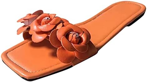 נעלי בית לנשים חיצוניות אטומות למים שטוחות בוהן פתוחה עגולה פרחונית מחליקה על קיץ כפכפי קיץ מקורה סנדלים