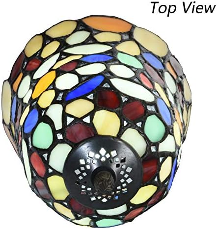 בייה ל10729 צבעוני מרוצף בסגנון טיפאני ויטראז 'מנורת שולחן עם אהיל רחב 6 אינץ', רב צבעוני, 15 אינץ ' גבוה