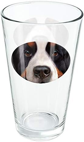 פני כלב הר ברנזה מקרוב 16 כוס ליטר עוז, זכוכית מחוסמת, עיצוב מודפס ומתנת מאוורר מושלמת / נהדר למשקאות קרים, סודה,