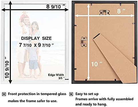 Lavie Home 8x10 מסגרות תמונה מסגרת תמונה מעוצבת פשוטה עם זכוכית בהגדרה גבוהה לתצוגה עליונה של קיר ושולחן,