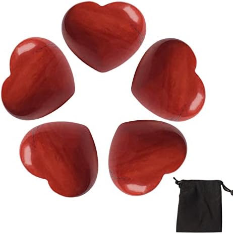 5 יחידות לב בצורת אבנים, טבעי לב ריפוי גבישים, מלוטש אגודל אבני חן עבור צ ' אקרה רייקי אנרגיה איזון ריפוי מדיטציה