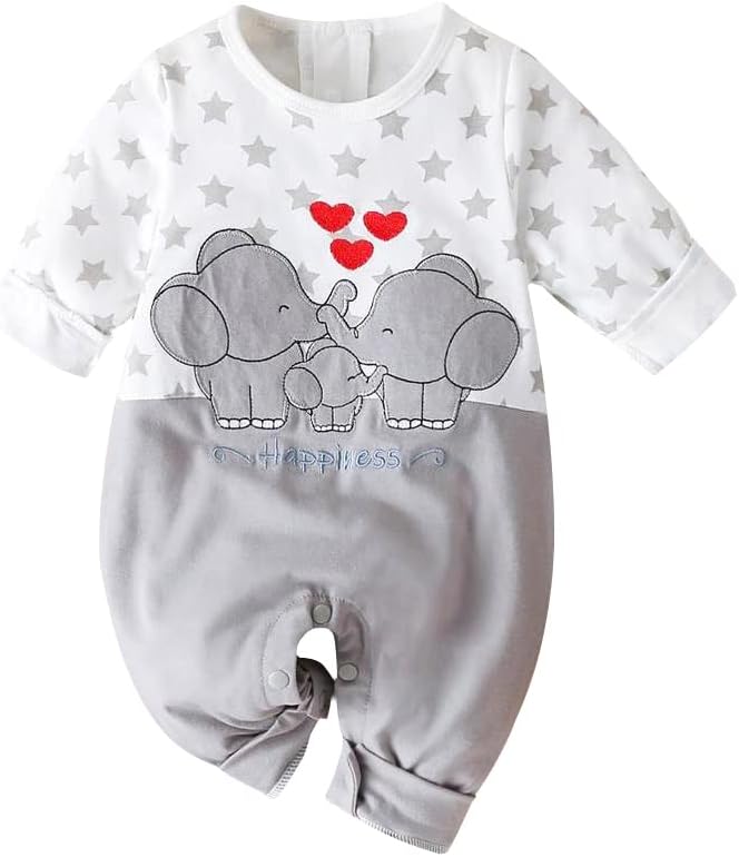 AOSWEP - ג'ירפה חמודה + זברה עם הדפס פרחוני שרוול ארוך בגדים לבגדי תינוקות לבנים לתינוק רומפר מקשה אחת