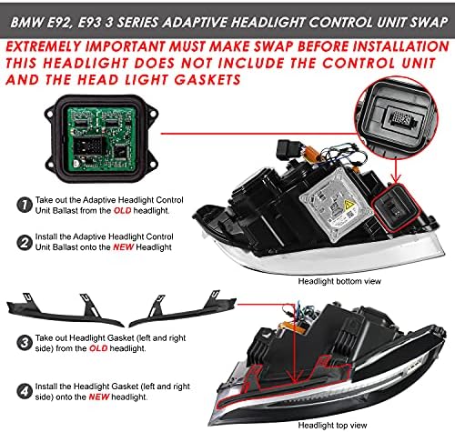 דנ א: נהיגה HL-3D-HID-AFS-E92-BK LED ו-Halo DRL אורות האיתות AFS תפקוד המקרן HID פנסים תואם עם 07-10 328i 335i / E92 E93,שחור