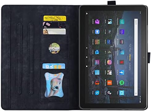 מארז מגן תואם ל- Kindle Fire HD 10 Tablet Case & Fire HD 10 Plus case עור אטום הלם PU עמדת קיפול מעמד מגן כיסוי מגן חריץ כרטיס