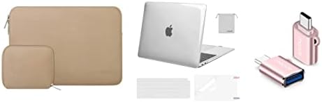 Mosiso תואם ל- MacBook Air 13 אינץ 'מארז 2022-2018 A2337 M1 A2179 A1932, USB C ל- USB מתאם 2 חבילה & שרוול נייד שרוול ומקלדת