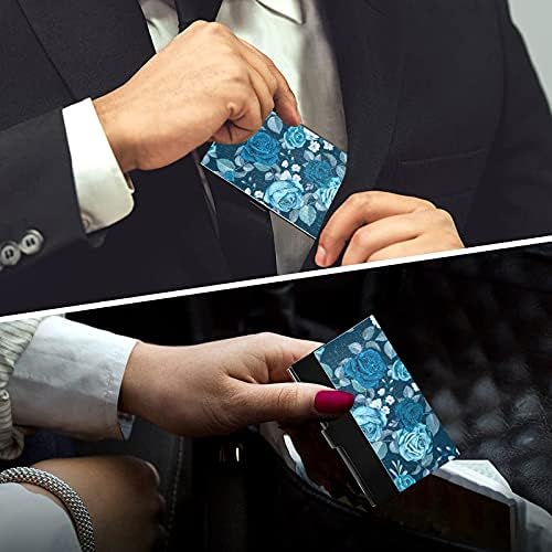 קלאסי כחול בלומן כרטיס ביקור מחזיק עבור נשים גברים כרטיס ביקור מחזיק מקרה עם עור אשראי כרטיס אישי כרטיס מזהה כרטיס ארגונית
