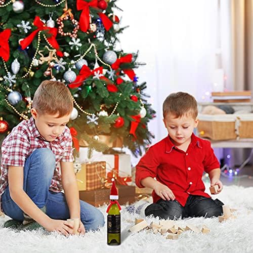 בגד גוף 1 סט של חג המולד לחיות מחמד בובת דקור מיני כובע צעיף יין בקבוק חג המולד כובע צעיף אדום חג המולד קישוטי