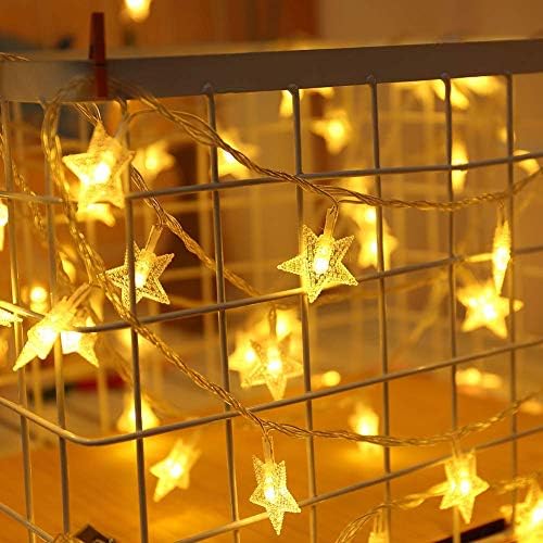 אורות מיתרים כוכבים 80 אורות חג מולד LED 34ft אורות פיות נוצצים, USB וסוללה מופעלים, קישוט כוכב אטום למים לחיצוניות