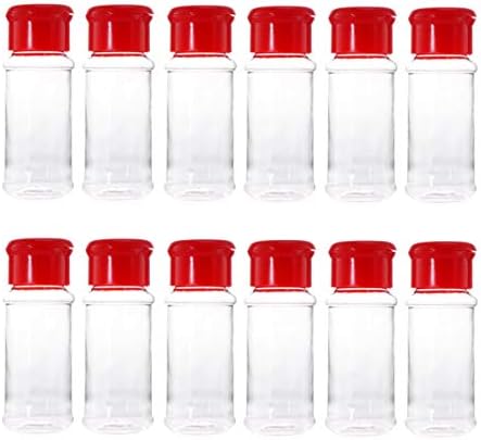 מתקן בקבוקי בקבוקי Doitool מתקן בקבוקי אדום אבקת 12 יחידות בקבוקי פלסטיק צלולים צנצנות מכולות אבקת סיפטר שייקר לאחסון