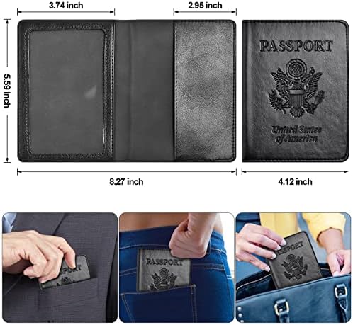 2 חבילה דרכון מחזיק, דרכון וחיסון כרטיס מחזיק קומבו, דרכון מחזיק עם חיסון כרטיס חריץ, דרכון ארנק, דרכון כיסוי, דרכון