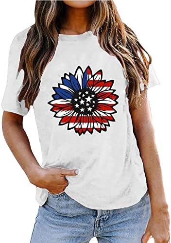 Viyabling 4 ביולי דגל אמריקאי הדפס חולצות פטריוטיות לנשים בקיץ לבוש שרוול מזדמן קפלים חולצות קיץ חולצות