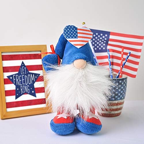 yuboo patriotic gnome clush, קישוטים 4 ביולי של יום הזיכרון האמריקני ליום לב לשכבה לוותיקים/מתנה ליום העצמאות למגש/מדף/שולחן