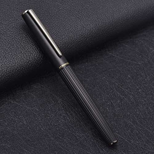 הונגדיאן A3 מזרקה עט טיטניום שחור כפוף, סגסוגת אלומיניום שחורה כתיבת עט