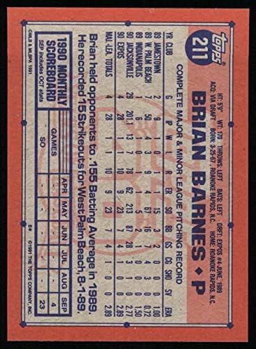 1991 Topps 211 Brian Barnes Montreal Expos NM/MT Expos