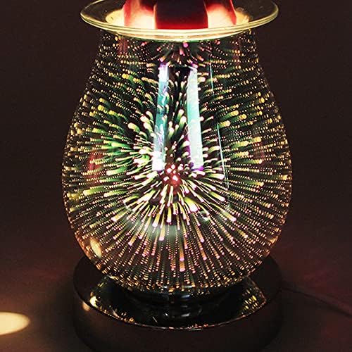 זיקוקים תלת מימדיים מנורת ארומתרפיה של תנור נמס שעווה, תנור שעווה חשמלי זכוכית ארומתרפיה עמעום עמעום אור,