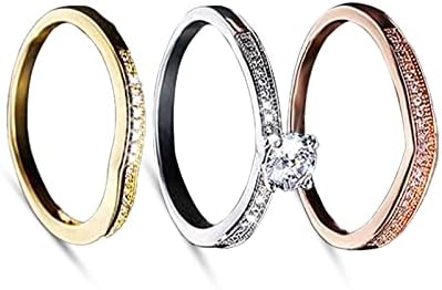 טבעות תכשיטים לנשים 3 מחשבים אופנה זירקוניה גילוף טבעת נישואין רטרו אופנה אופנה לנשים קריסטל קריסטל טבעות נישואין
