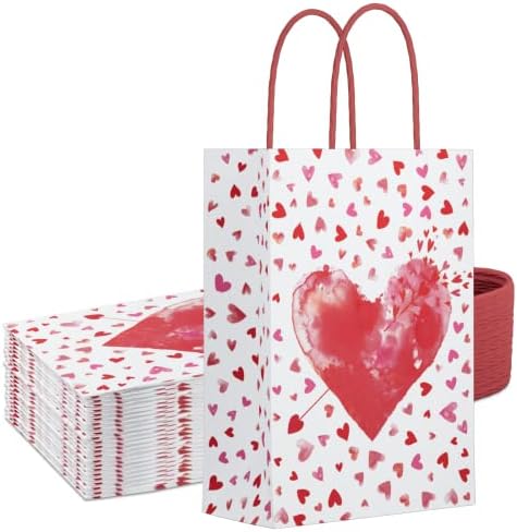 Ecohola cupids קשת שקיות מתנה לנייר קראפט עם ידיות, 24 חתיכות חבילות ליום האהבה, יום האם, חתונות, מסיבת חילופי