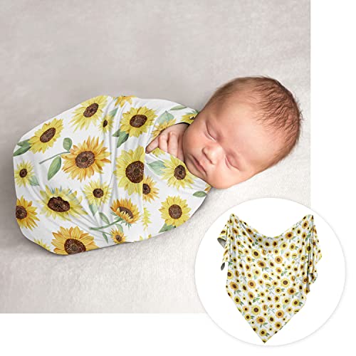 מתוק ג ' וג 'ו עיצובים חמניות בוהו פרחוני ילדה יילוד יסודות תינוק לייט סט מתנה-צהוב שוקולד חום אפור חום ירוק ולבן בוהמי חווה