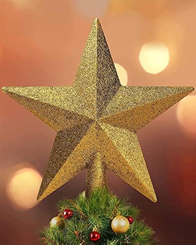8 טופר עץ חג המולד של Xicoso, טופר כוכב עץ חג המולד נצנצים תלת מימד, קישוט עץ חג המולד חגיגי לקישוט עץ חג לחופשה