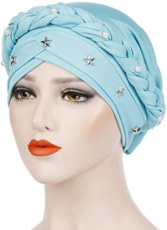 נשים פרל טורבן כובע למתוח בוהמי ראש כורכת אופנה רפוי מעוות טורבן מוסלמי לפרוע בארה ' ב כפת כובעים