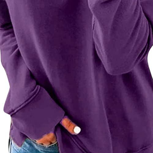 צמרות צווארון נשים צמרות שרוול ארוך מזדמן בצבע מוצק חולצת טי סוודר רופף כושר חולצות טוניקה בסיסיות חולצות לנשים