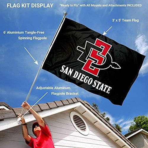 אוניברסיטת סן דייגו 3x5 דגל וסוגר מוט הצרור