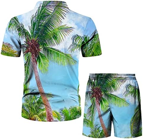 חליפות לגברים גברים אביב קיץ מזדמן חוף מזדמן מכופתרת קצר שרוול חולצה מודפס מכנסיים קצרים סט