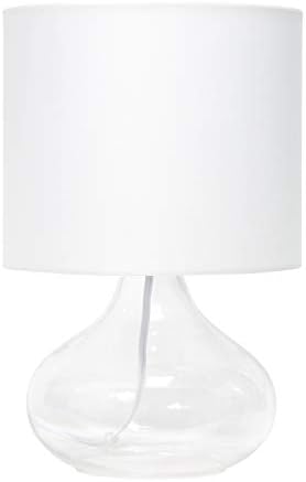 עיצובים פשוטים 2063 - מנורת שולחן ליד מיטת טיפת גשם מזכוכית קטנה עם גוון בד לבן, ברור