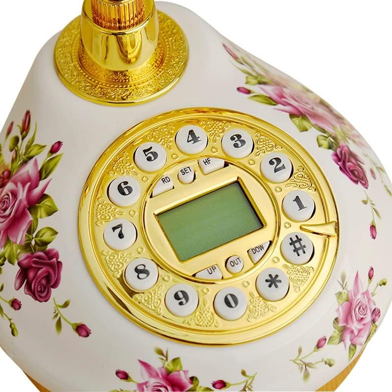 XDCHLK טלפון קווי עתיק עם זיהוי שיחה תאריך שעון התאמה טבעת ללא סוללה טלפון קלאסי למשרד הביתי