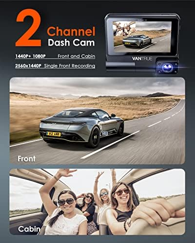 Vantrue S2 2 ערוץ Wifi Uber Dash Cam + סוג C chardwire ערכה + כרטיס מיקרו של 256 ג'יגה -בייט