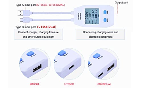 גלאי USB גלאי מתח מתח דיגיטלי מתח כוח מתח מתח מתח זרם המשמש לבדיקת מטעני USB, מקורות כוח ניידים