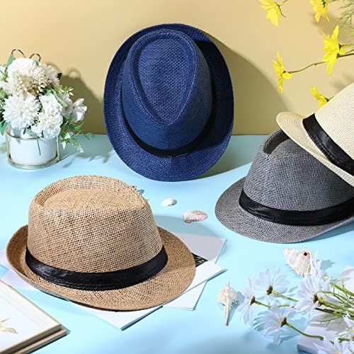 15 חתיכות פדורה כובעי גברים פנמה כובע קש כובעי נשים רחב ברים קש טרילבי להפשיל כובע קיץ קצר ברים כובע עבור רבותיי שמש חוף חופשה,