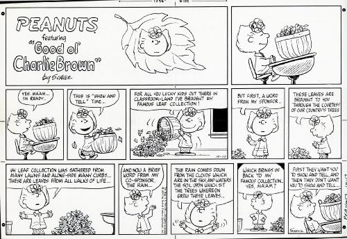 רצועות קומיקס בוטנים מאת צ ' רלס שולץ - הדפס פוטוסטט מקורי של יום ראשון - 17 באוקטובר 1971 - קודם הם רוצים שתראה ותספר,