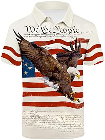 חולצות פולו דגל אמריקאי של גברים אמריקאים פס חולצות פולו גולף חולצות שרוול קצר מודפסות לגברים