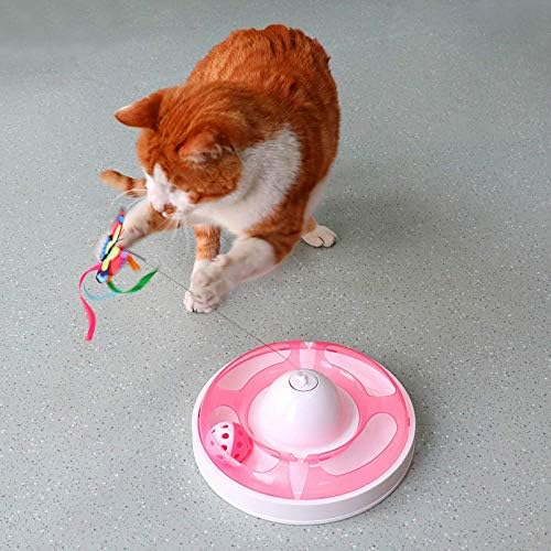 צעצועים לחתולים אינטראקטיביים לחתולים מקורה צעצוע חתול אוטומטי אוטומטי סיבוב פרפר חתול עם כדור רולר, פעילות גופנית צעצוע