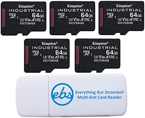 קינגסטון תעשייתי מיקרוסד 64 ג ' יגה-בייט כרטיס זיכרון מחלקה 10 עם צרור מתאם עם הכל חוץ מקורא כרטיסי סטרומבולי