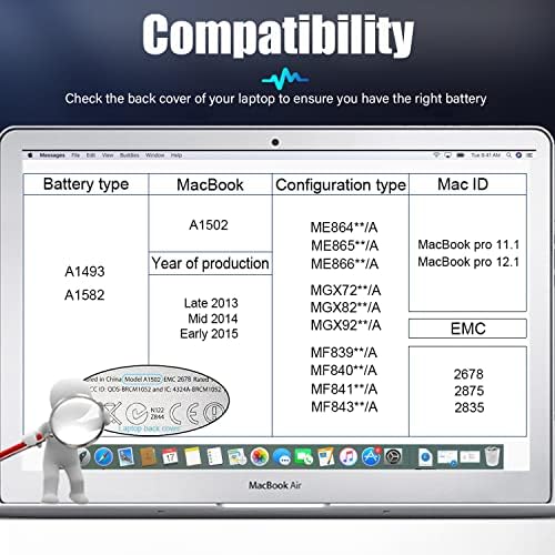Snsyiy A1502 MacBook Pro החלפת סוללה A1493 A1582 סוללה עבור MacBook Pro 13 אינץ 'רשתית A1502 סוללת מחשב נייד מקבוק