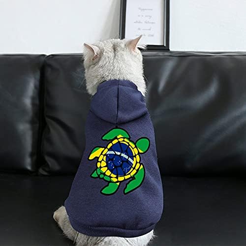 מצחיק דגל ברזיל צב ים מודפס כלבים עם ברדס חיות מחמד סווטשירט סווטשירט סווטשירט סוודר חיית מחמד בגדים בגדים חמוד