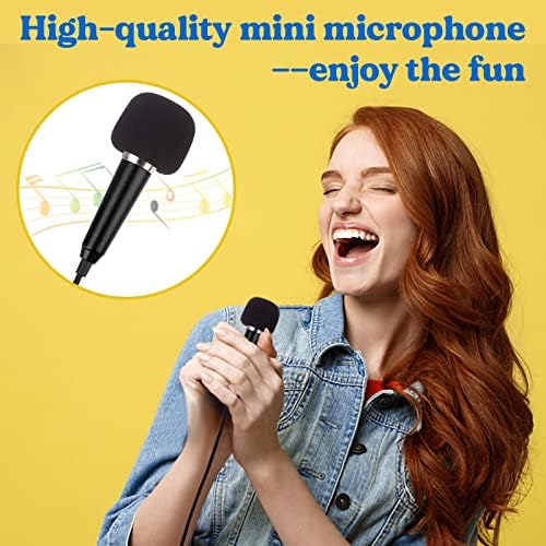 מיני מיקרופון מיקרופון זעיר מיני מיקרופון להקלטת קול ושירה באייפון, מכשירי אנדרואיד או טאבלט, מתכת, עם כבל 113 ס