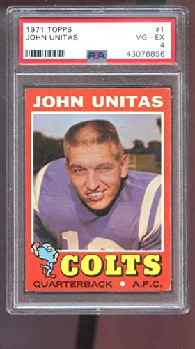 1971 Topps 1 John Unitas Johnny Unitas PSA 4 כרטיס כדורגל מדורג NFL Colts - כרטיסי כדורגל לא חתומים