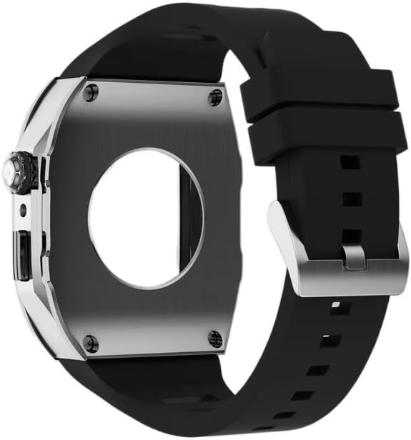 ערכת שינוי CNHKAU רצועת סיליקון רצועה לקוראה עבור Apple Watch 44 ממ 45 ממ צמיד מגן מתכת למתיחה של Apple Watch