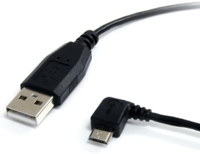 Startech.com 3 ft / 91 סמ כבל מיקרו USB - A זווית שמאל מיקרו B - USB מסוג A - 90 מעלות מיקרו -USB סוג B - שחור