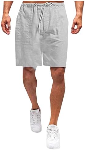 וולדור קיץ כותנה פשתן צבעי צבע אתלטי מכנסיים קצרים לגברים ספורט מזדמן מכנסי שרוך אלסטיים