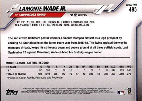 2020 Topps 495 Lamonte Wade Jr. RC טירון מינסוטה תאומים MLB כרטיס מסחר בייסבול
