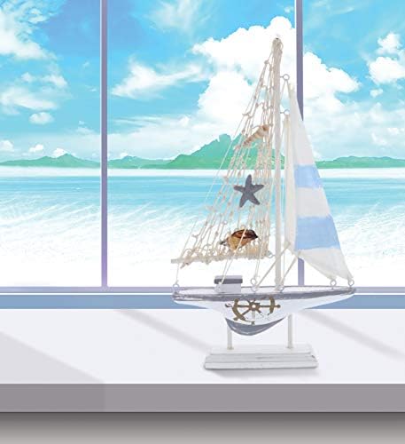 COTA גלובלי אור ירח עיצוב מפרש - עיצוב סירות מעץ בעבודת יד, קישוטי סירות מפרש בסגנון חוף חמוד, שולחן נושאים ימי