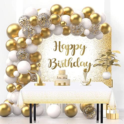 שחור וזהב יום הולדת רקע מפת שולחן סט זהב מנומר זהב גליטר שמח יום הולדת ספקי צד עוגת שולחן קישוט באנר