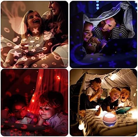 כוכב מקרן 3 סרטי משתלת הקרנת מנורת 360 תואר מסתובב 8 צבע מצבי פנס עם כבל עבור תינוק, ילד שינה המיטה דקור, לבן 9.4