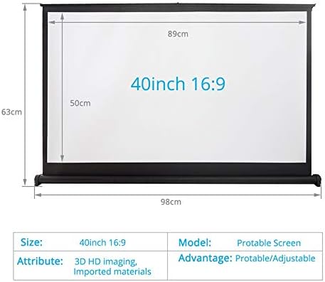 DSFEOIGY 40 אינץ '16: 9 מסך מקרן טבלה מיני HD Matt White White Tabletop Compresion מסך LED/LCD/DLP מקרנים